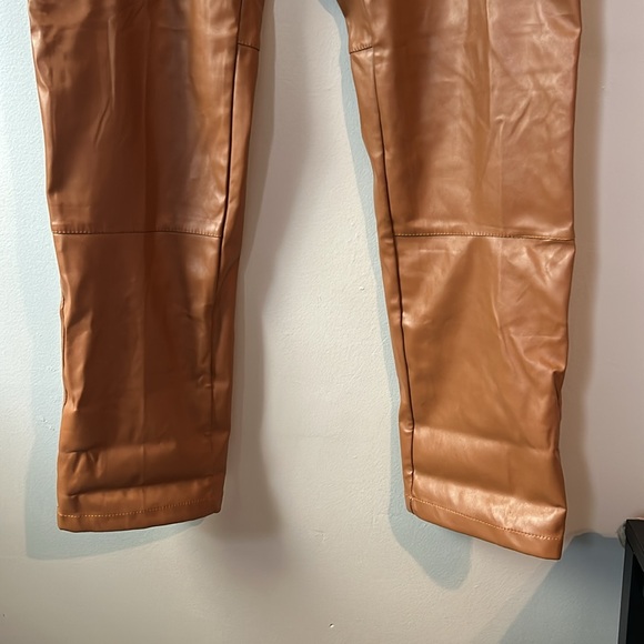 Brown Vegan Leather Pants Large - Picture 4 of 9